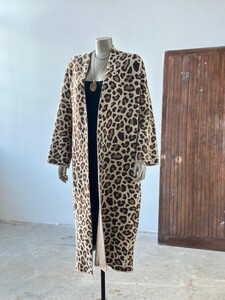 Leopar Desenli Angora Maxsi Boy Hırka #1